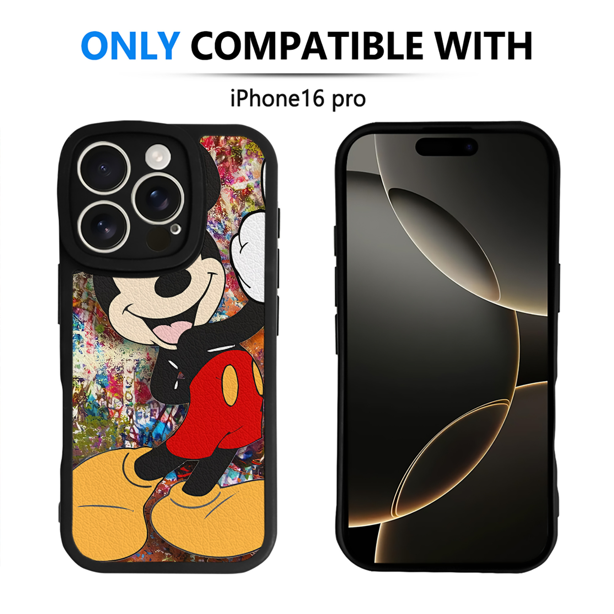 （画像用） ミッキーマウス Mickey Mouse 【iPhone 16シリーズ対応】シリコンスマホケース（レザー調） 材質：シリコン